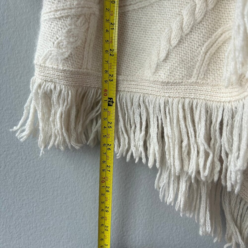 Anthropologie Sleeping on Snow Fringe Cardigan Cream Wool Angora Blend - Picture 9 of 10